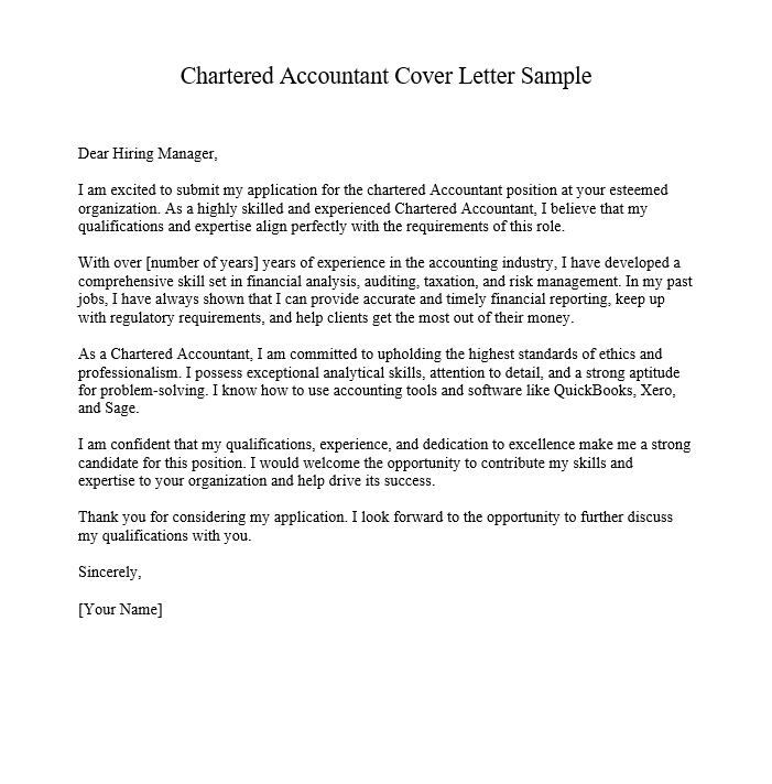 Chartered Accountant Cover Letter Sample