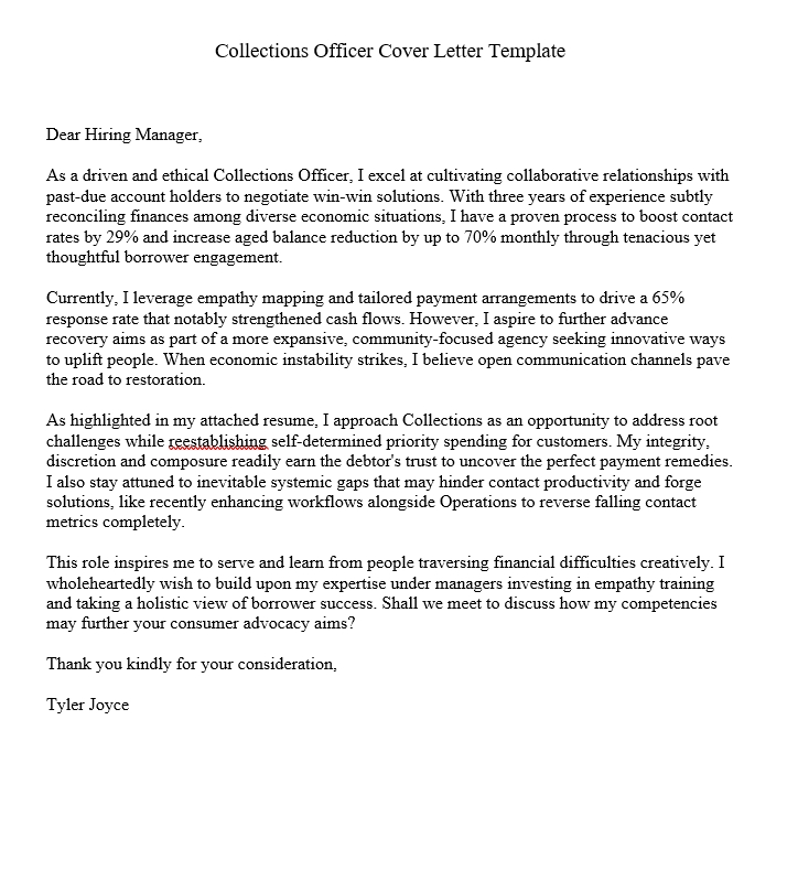 Collections Officer Cover Letter Template