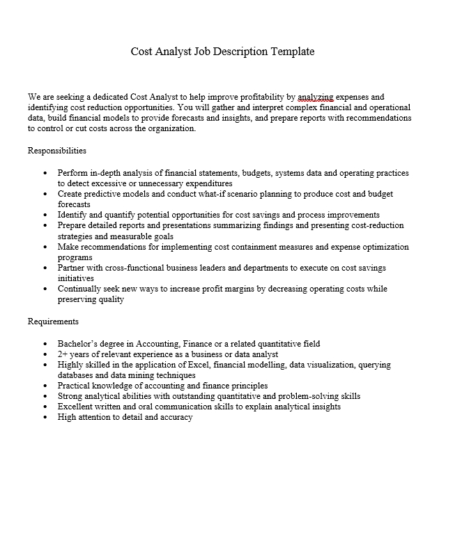 The Complete Guide Cost Analyst Job Description and Responsibilities
